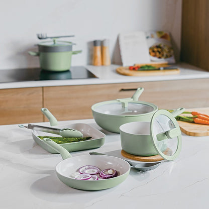 LEO Antihaft-Stielkasserolle mit Deckel Balance Sage - Ø 18cm